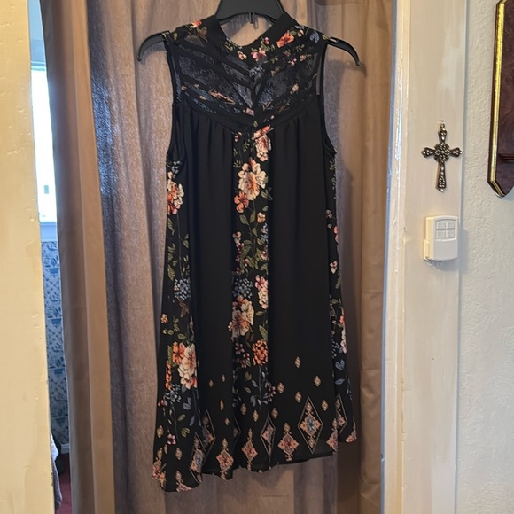 Boho Lace Floral Midi Dress – Navy Blue Vintage-Inspired (Size M)” - Picture 1 of 5
